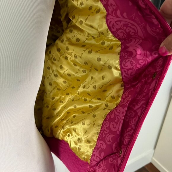 Vintage APPLE BOTTOMS pink gold fur lined hood jacket XL tie grommets puffer - Picture 8 of 10